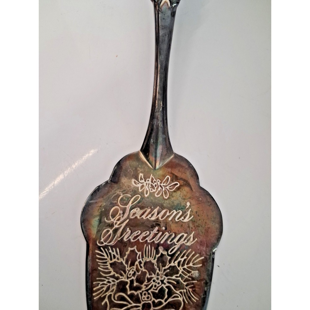 Vintage 1995 Avon Seasons Greetings Silver Plated Pie Cake Server 10" Tree